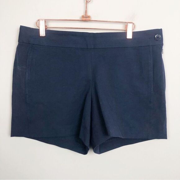 LILLY PULITZER | Sloane True Navy Blue Solid Side Button Shorts Women’s Size 8 - Picture 3 of 11